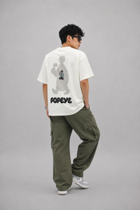 Men's Oversized OFF-WHITE Cartoon Popeye T-Shirt